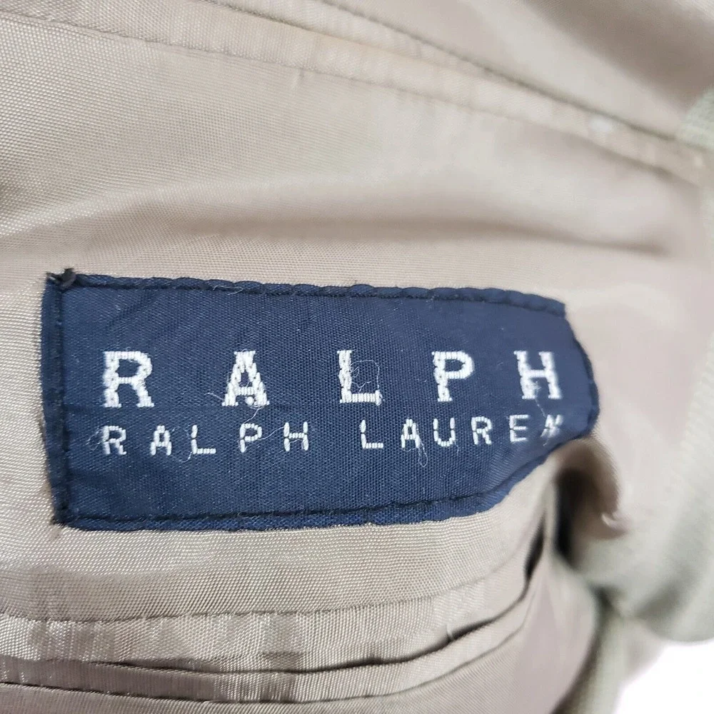 Ralph‎ Lauren Blazer Mens 44L Beige Silk Wool Two Button Sport Coat Dillards